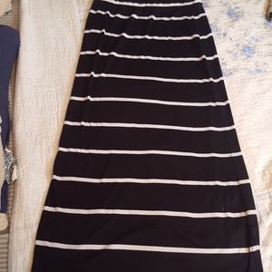 Black and white striped maxi skirt